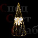 Уличная светодиодная Елка Золотистая с Белым Бантом 3м